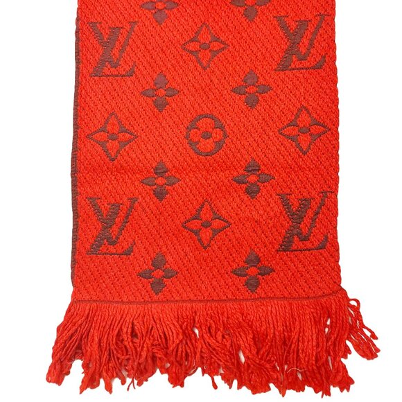 LOUIS VUITTON LV Classic Vintage Red & Burgundy Monogram Scarf VWT - Picture 4 of 15